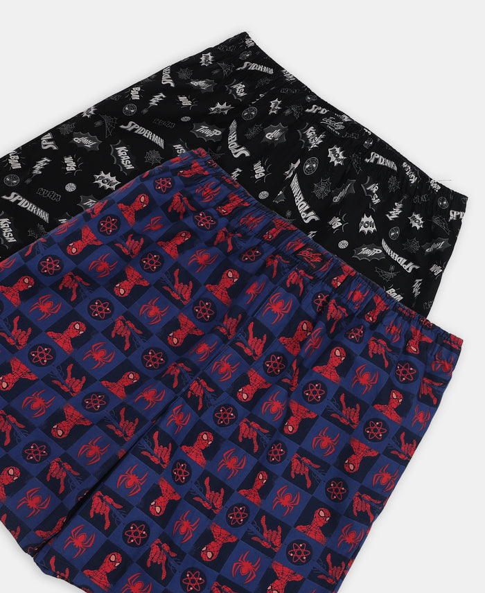 Marvel Avengers Super Combed Cotton Printed Boxer Shorts with Side Pockets - Navy & Black (Pack of 2)