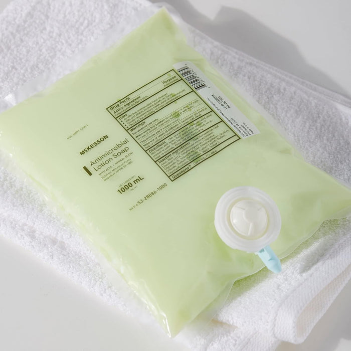 McKesson Antimicrobial Lotion Soap with Aloe, Herbal Scent, 1,000 mL Refill Bag