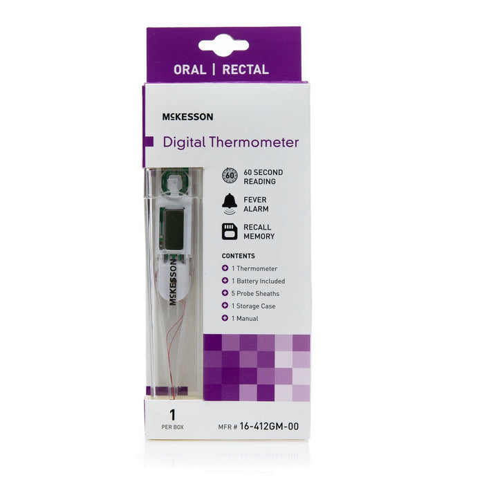 McKesson Digital Stick Thermometer, Oral/Rectal - 16-412GM-00-Single - LL Medico