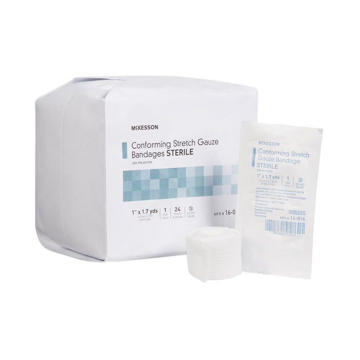 McKesson Gauze Conforming Bandage, 1 in x 1.7 yds Roll, Sterile - 16-016-Pack - LL Medico