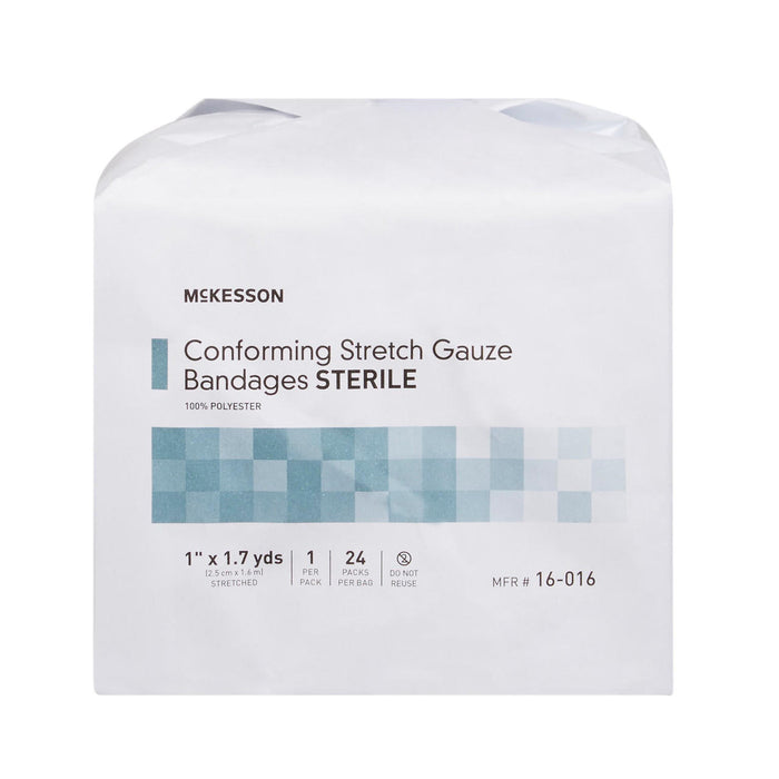 McKesson Gauze Conforming Bandage, 1 in x 1.7 yds Roll, Sterile - 16-016-Pack - LL Medico