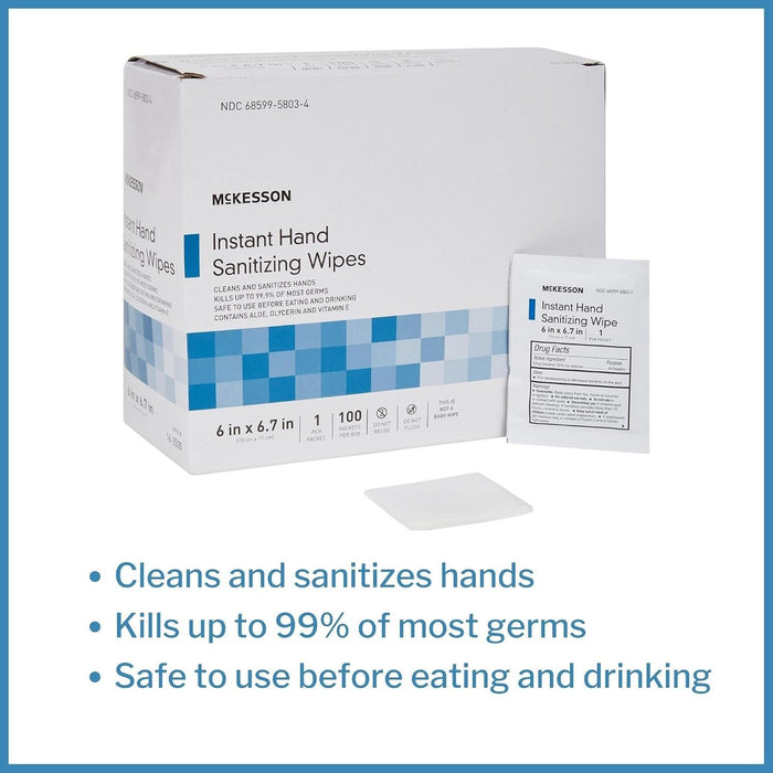 McKesson Instant Hand Sanitizing Wipes, 6" x 6.7"