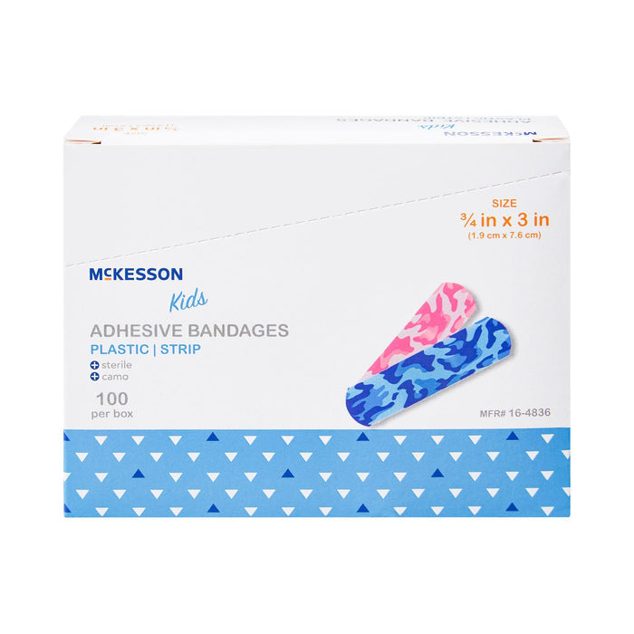 McKesson Kids Kid Design (Blue / Pink Camo) Adhesive Strip, 3/4 x 3 Inch