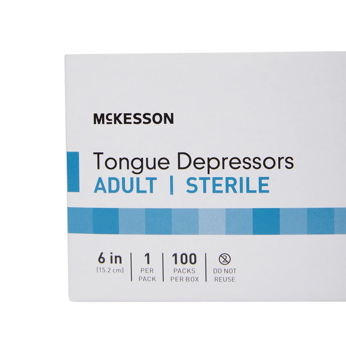 McKesson Tongue Depressor, Wood, Senior, 6", Sterile - 24-202-S-Case - LL Medico