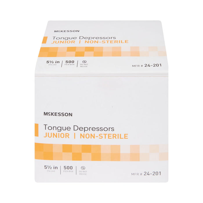 McKesson Tongue Depressors, Junior, Wood, 5.5", 500 Count - 24-201-Case - LL Medico