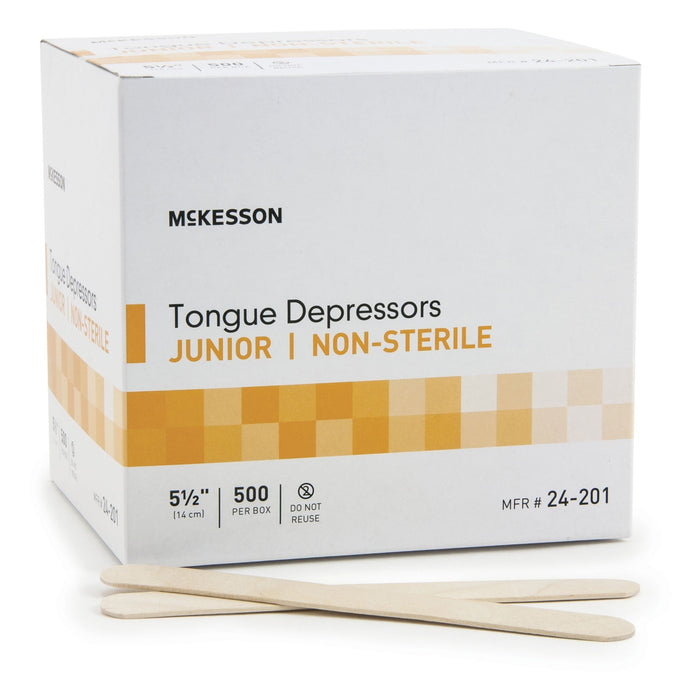 McKesson Tongue Depressors, Junior, Wood, 5.5", 500 Count - 24-201-Case - LL Medico