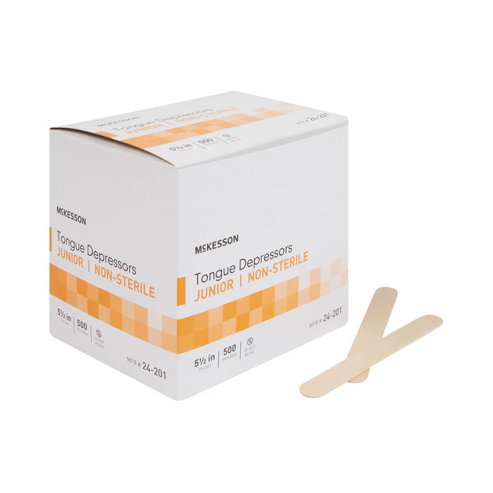 McKesson Tongue Depressors, Junior, Wood, 5.5", 500 Count - 24-201-Case - LL Medico