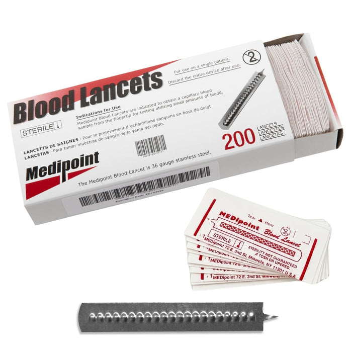 MEDIpoint Stainless Steel Lancets, 200 Count - 19570-Box - LL Medico