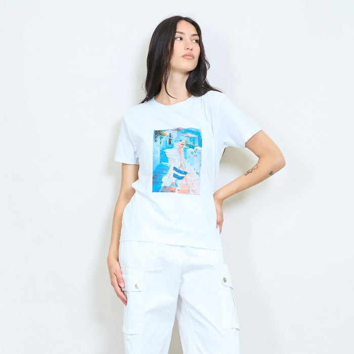 Mediterranean vacation graphic cotton t-shirt wholesale