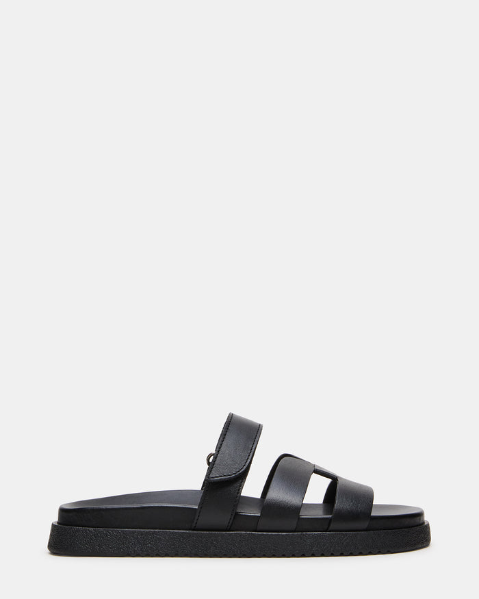 MELI Black Leather Footbed Slide Women's Sandal | Steve Madden