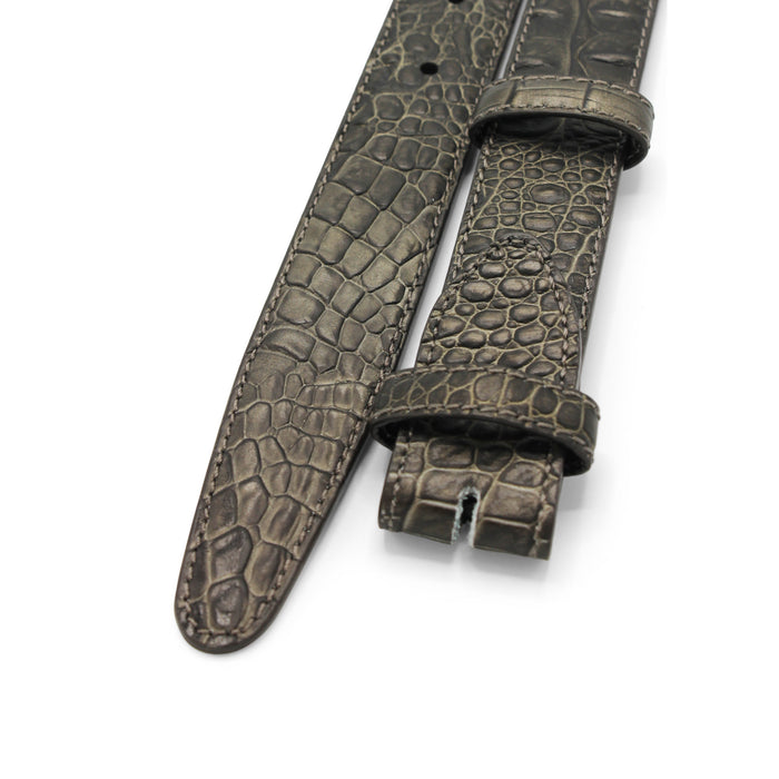 Grey Metallic Narrow Mock Caiman leather strap - Elliot Rhodes