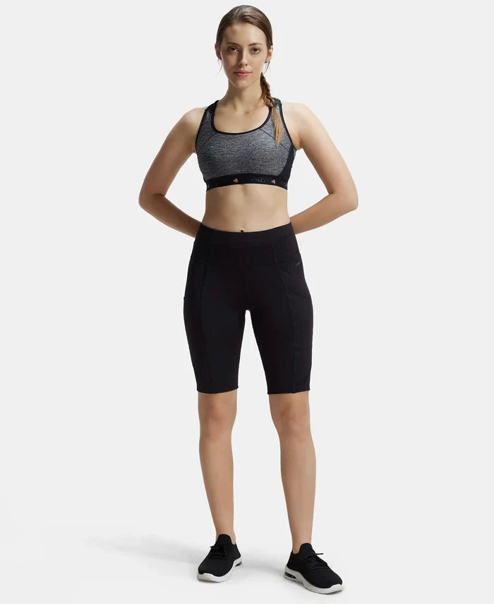 Microfiber Elastane Slim Fit Shorts with Side Pockets - Black-4