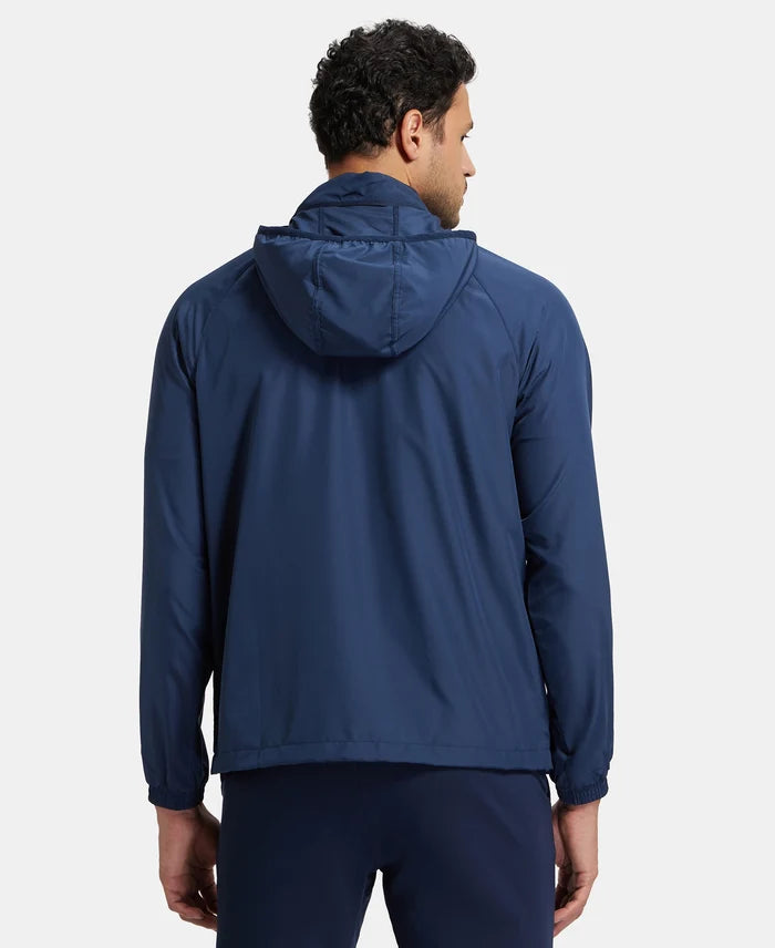 Microfiber Water Resistant Convertible Hoodie Jacket - Navy