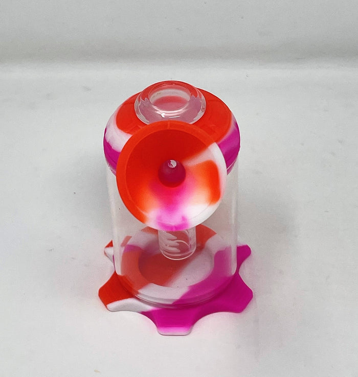 Mini 4.5" Silicone & Glass Bong 14/18mm Dual use Silicone Bowl + Glass Bowl