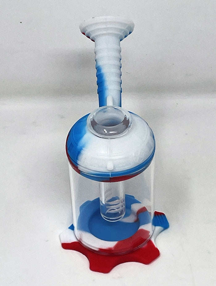 Mini 4.5" Silicone & Glass Bong 14/18mm Dual use Silicone Bowl + Glass Bowl