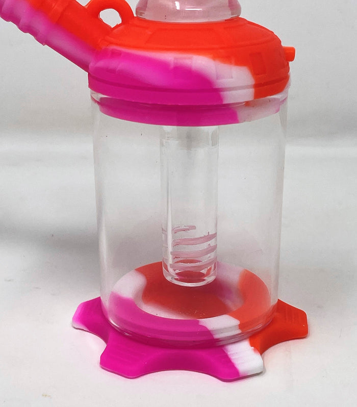 Mini 4.5" Silicone & Glass Bong 14/18mm Dual use Silicone Bowl + Glass Bowl