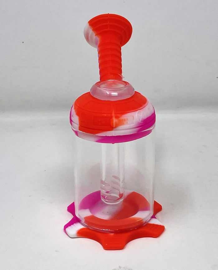 Mini 4.5" Silicone & Glass Bong 14/18mm Dual use Silicone Bowl + Glass Bowl