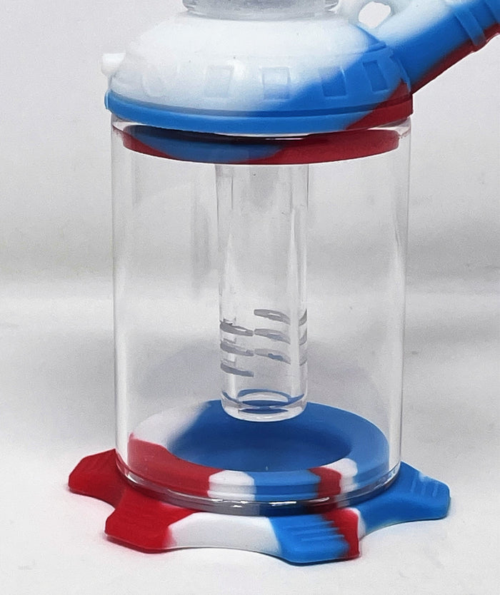 Mini 4.5" Silicone & Glass Bong 14/18mm Dual use Silicone Bowl + Glass Bowl
