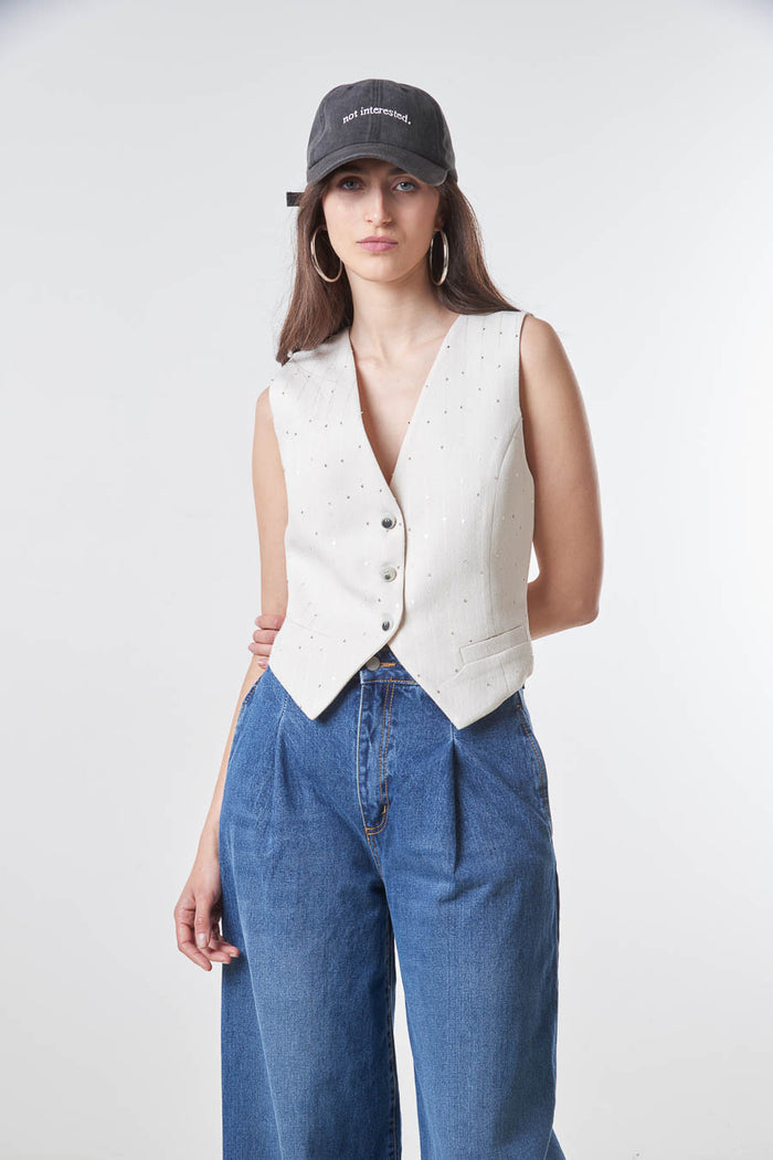Minimal pinstripe tailored buttoned vest wholesale