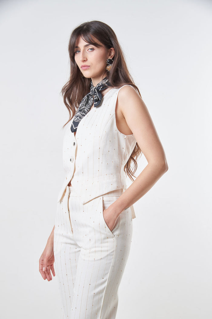 Minimal pinstripe tailored buttoned vest wholesale