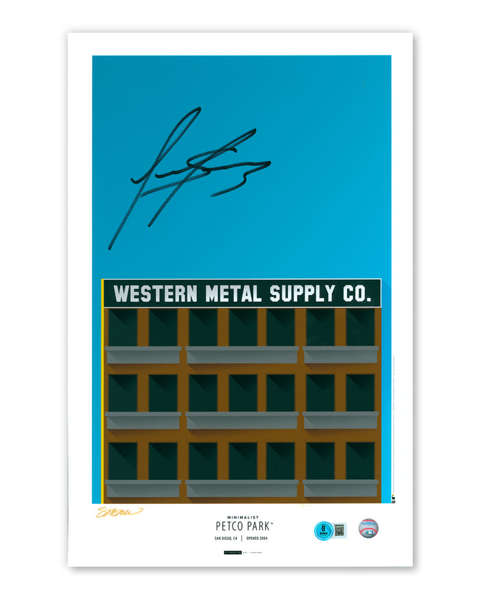 Minimalist Petco Park - Luis Arraez Autographed - Poster Print - Authenticated