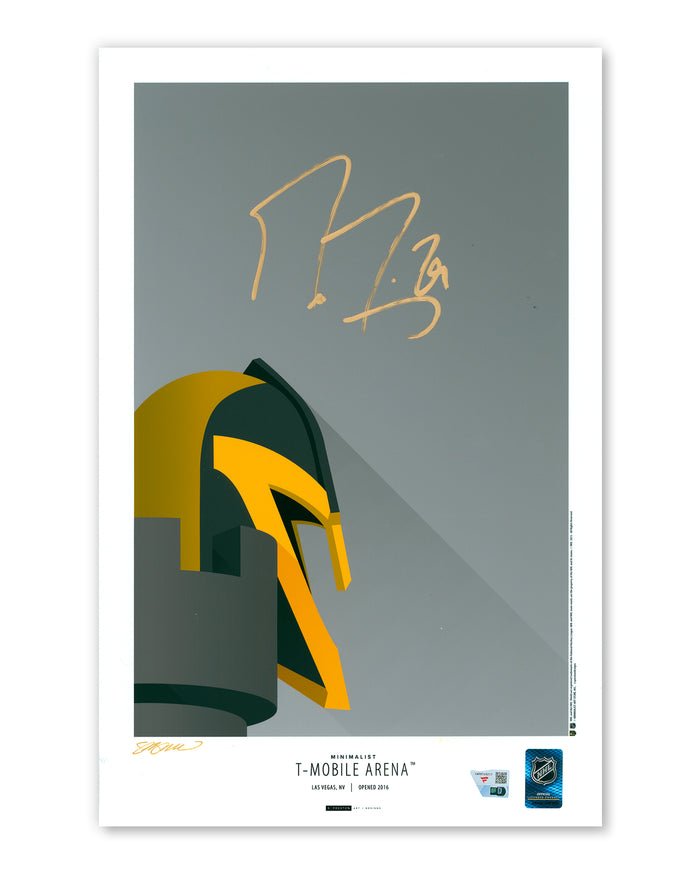 Minimalist T-Mobile Arena Poster - Marc Andre Fleury Autographed - Authenticated