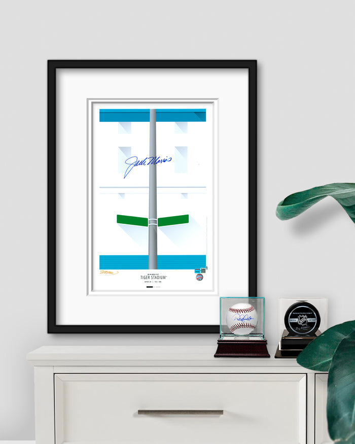 Minimalist Tiger Stadium Print - Jack Morris Autographed - Authenticated