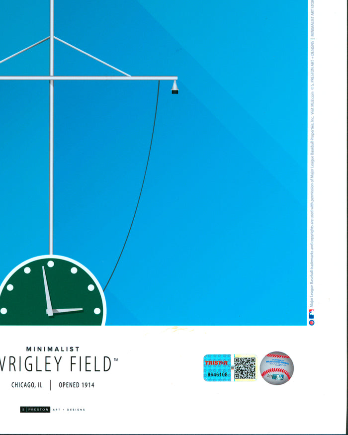 Minimalist Wrigley Field Print - Carlos Zambrano Autographed - Authenticated