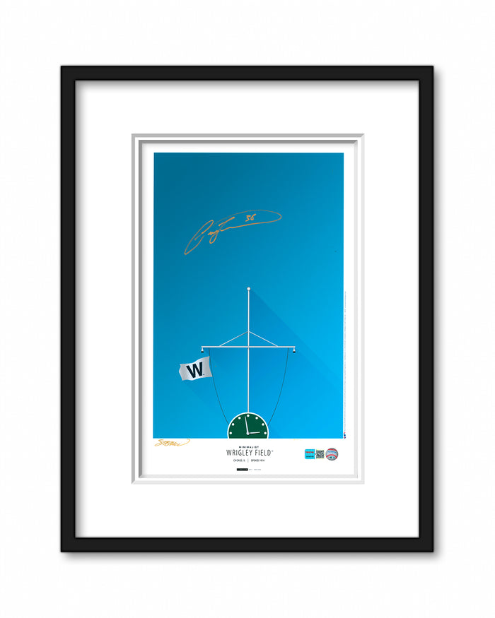 Minimalist Wrigley Field Print - Carlos Zambrano Autographed - Authenticated