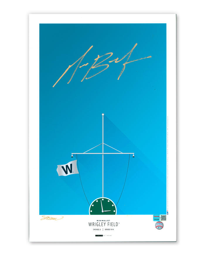 Minimalist Wrigley Field Print - Michael Busch Autographed - Authenticated