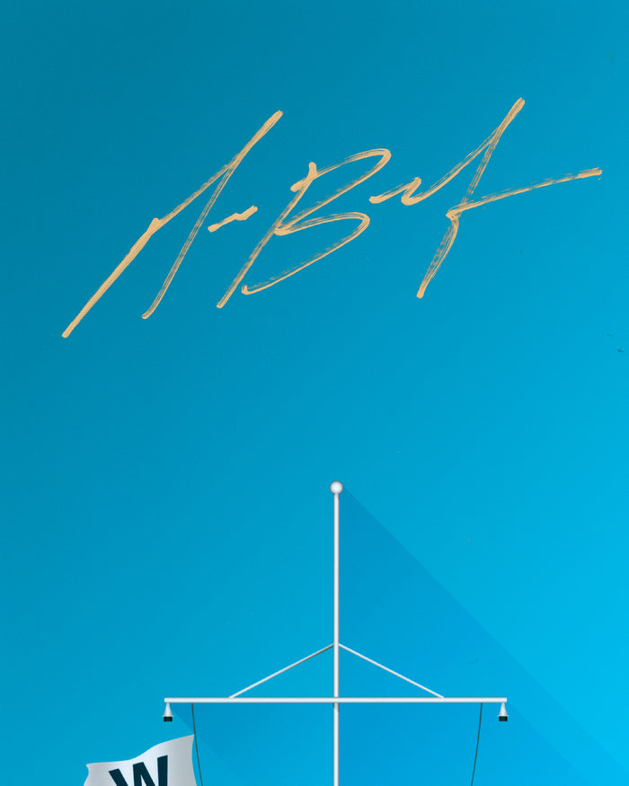 Minimalist Wrigley Field Print - Michael Busch Autographed - Authenticated