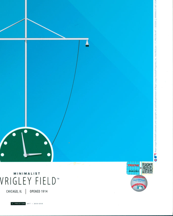 Minimalist Wrigley Field Print - Michael Busch Autographed - Authenticated