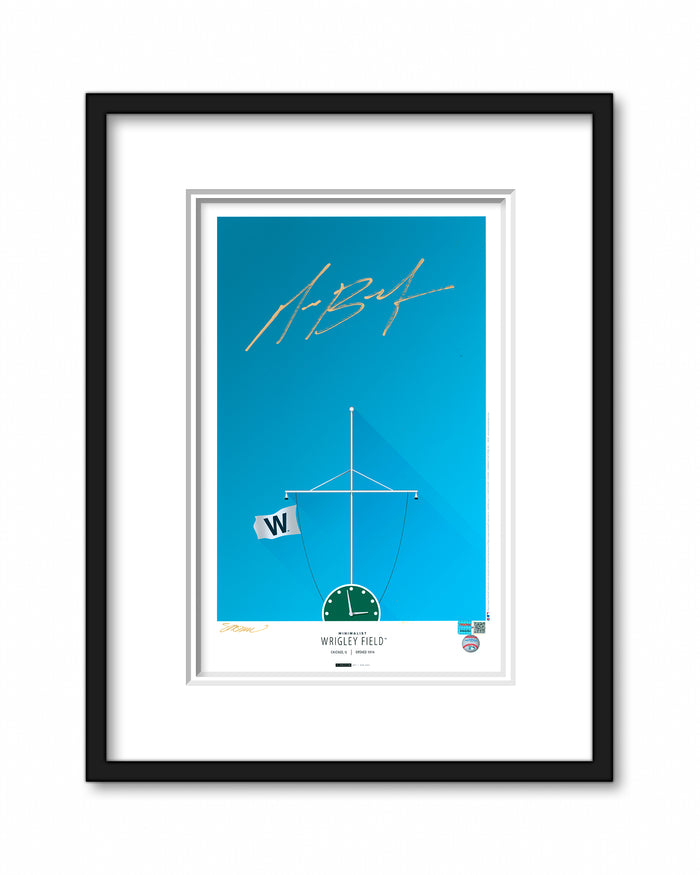 Minimalist Wrigley Field Print - Michael Busch Autographed - Authenticated