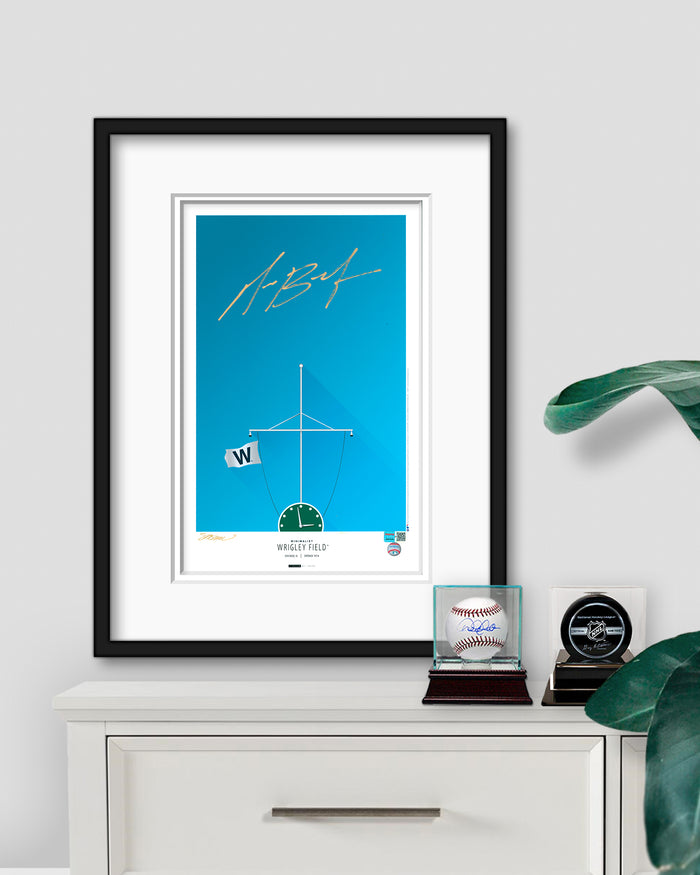 Minimalist Wrigley Field Print - Michael Busch Autographed - Authenticated