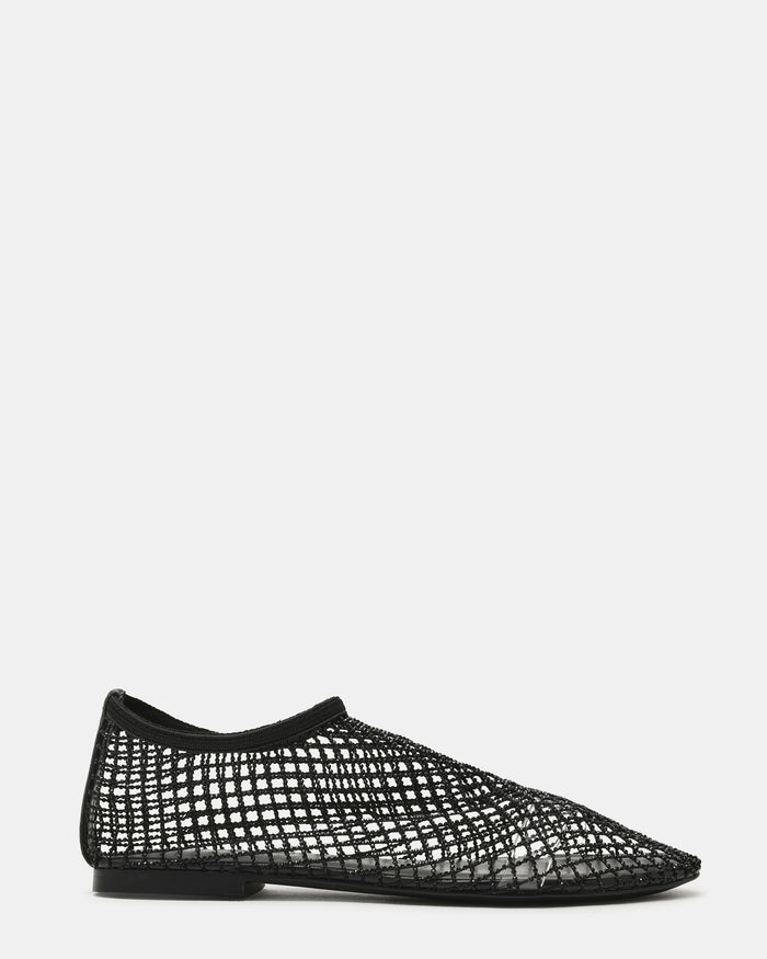MINO Black Rhinestones Mesh Ballet Women's Ballet Flat | Steve Madden