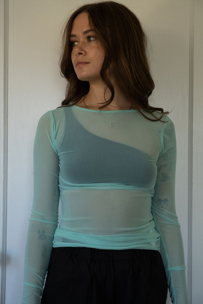 Mint Boat Neck Long Sleeve