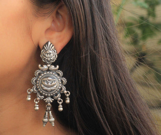 Mizoya Lotus Art Embossed Earrings
