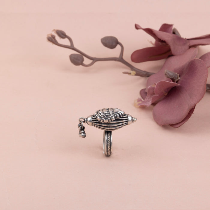 Mizoya Lotus Motif Classic Ghughri Drop Ring