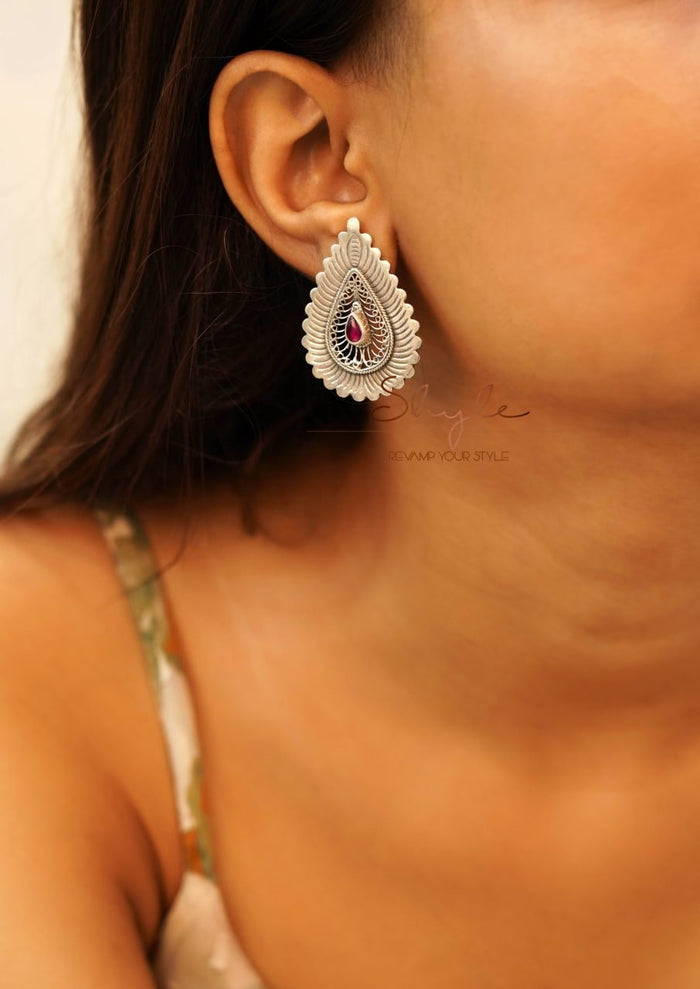 Mizoya Statement Drop Crescent Moon Earring Ring Necklace Set