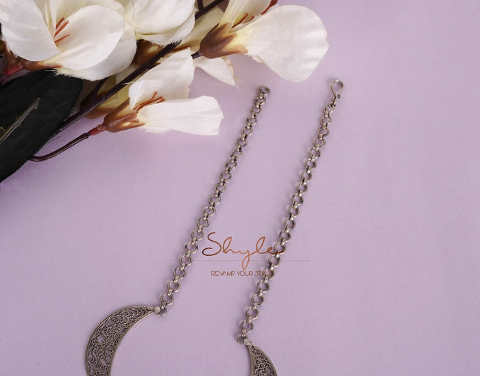 Mizoya Statement Drop Crescent Moon Necklace