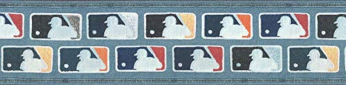 MLB Baseball Patches on Denim Prepasted Sports Wallpaper Border