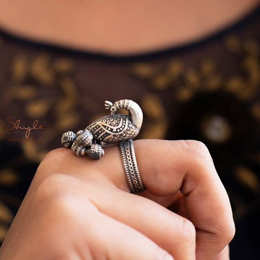 Moh Intricate Peacock Ring
