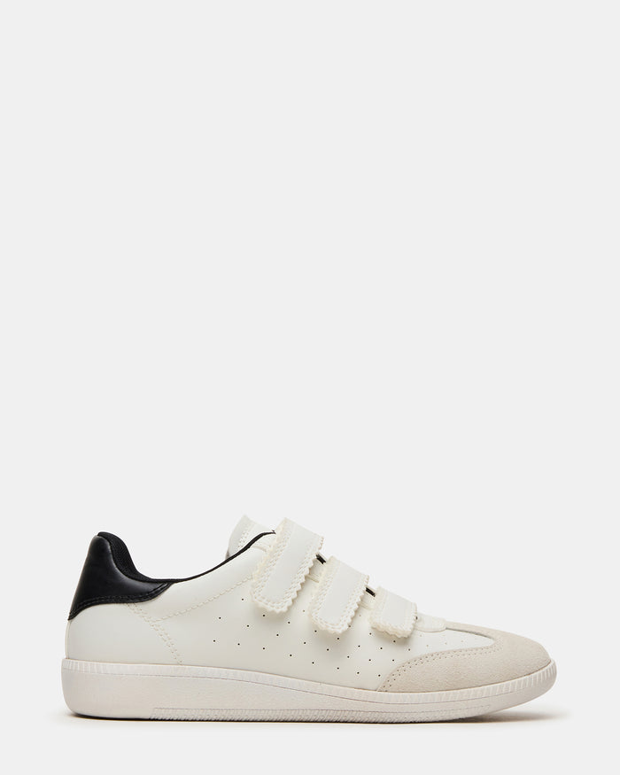 MOMENTUM White/Black Velcro Low-Top Women's Sneakers | Steve Madden