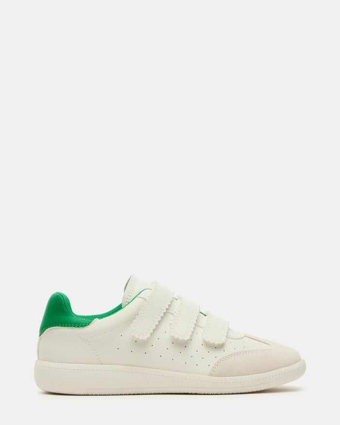 MOMENTUM White/Green Velcro Low-Top Women's Sneakers | Steve Madden