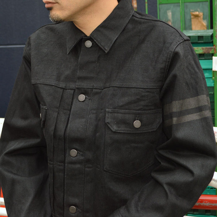 MOMOTARO JEANS "MMGJ1102" #002 Classic Black Denim Jacket 15.7oz