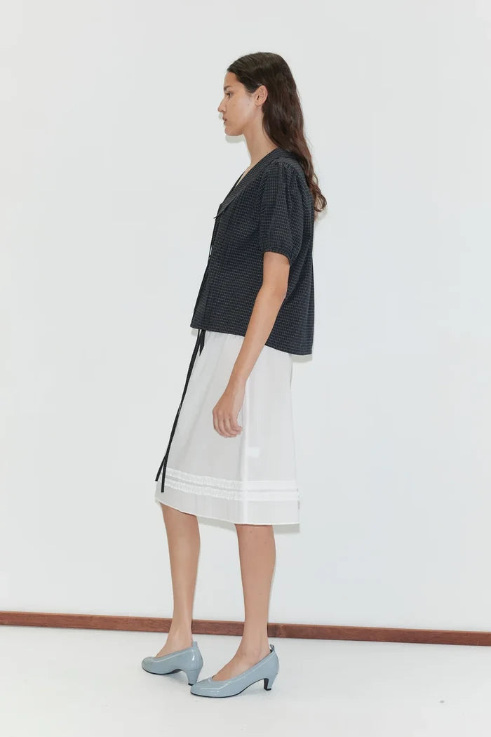 Mono Grid Fine Collar Top