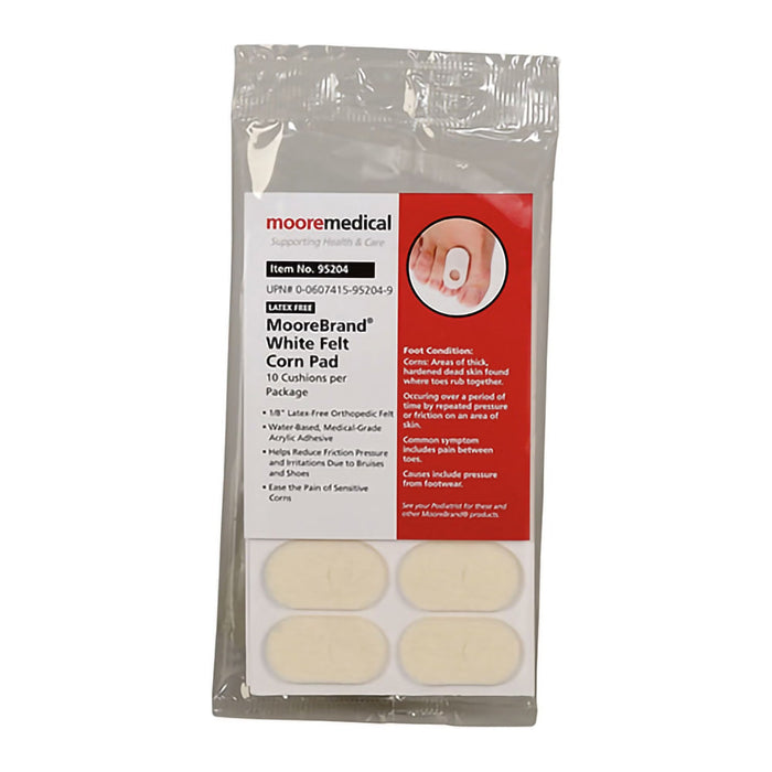 Moore Medical White Felt Corn Pad, 10 Cushions per Pack - 95204-Pack - LL Medico