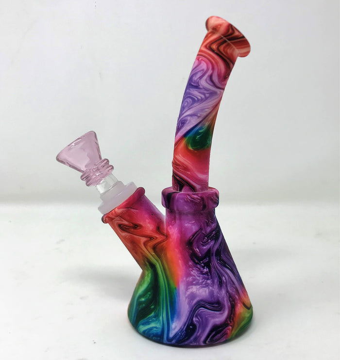 Multi Color 6.5" Detachable Unbreakable Silicone Beaker Bong 14mm Male Bowl