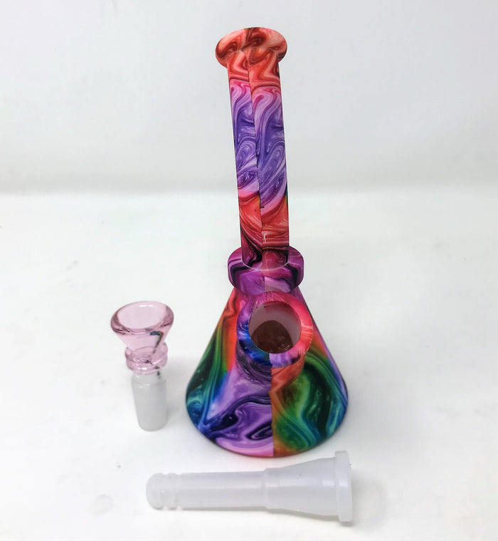 Multi Color 6.5" Detachable Unbreakable Silicone Beaker Bong 14mm Male Bowl
