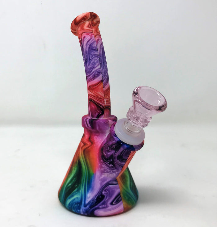 Multi Color 6.5" Detachable Unbreakable Silicone Beaker Bong 14mm Male Bowl